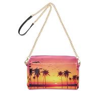 JiangGgen Crossbody Bag for Women,Beach Sunset Leather Crossbody Purses Shoulder Handbags with Zip Pockets for Travel, Shopping, Work