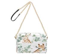 JiangGgen Crossbody Bag for Women,Cute Baby Giraffes Leather Crossbody Purses Shoulder Handbags with Zip Pockets for Travel, Shopping, Work