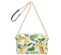 JiangGgen Crossbody Bag for Women,Giraffes and Leaves Leather Crossbody Purses Shoulder Handbags with Zip Pockets for Travel, Shopping, Work