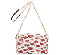 JiangGgen Crossbody Bag for Women,Red Mushrooms Leather Crossbody Purses Shoulder Handbags with Zip Pockets for Travel, Shopping, Work