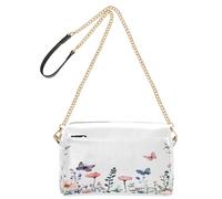 JiangGgen Crossbody Bag for Women,Wildflowers and Butterflies Leather Crossbody Purses Shoulder Handbags with Zip Pockets for Travel, Shopping, Work