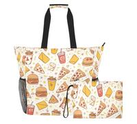 JiangGgen Cute Cartoon Fast Food Beach Tote,Waterproof Beach Totes Bag Pool Bag