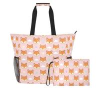 JiangGgen Cute Fox Beach Tote,Waterproof Beach Totes Bag Pool Bag