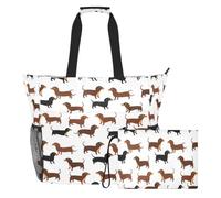 JiangGgen Dachshunds Beach Tote,Waterproof Beach Totes Bag Pool Bag