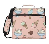 JiangGgen Delicious Desserts 3 Ring Binder Organiser with Shoulder Strap 2 Inch 500 Sheets Capacity Multiple Pockets Zipper Binder