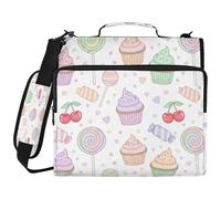 JiangGgen Delicious Desserts 3 Ring Binder Organiser with Shoulder Strap 2 Inch 500 Sheets Capacity Multiple Pockets Zipper Binder