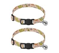 JiangGgen Desert Cacti Dog Collar and Cat Collar with Bell,Adjustable Buckle Soft Pets Collar for Small Medium Dogs & Cats
