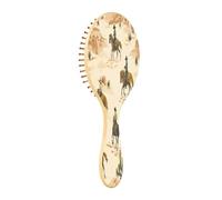 JiangGgen Desert Horseback Riding Natural Wooden Rubber Hair Brush,Gentle Massage with Ergonomic Detangling Hair Brush for Thick Curly Thin Long Short Hair Makes Hair Smooth