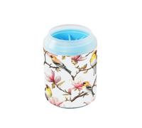 JiangGgen Dog Paw Cleaner Cup,Birds and Flowers Pet Foot Cleaner with Detachable Brush Paw Washer for Small Medium Large Dogs and Cats