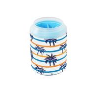 JiangGgen Dog Paw Cleaner Cup,Coconut Tree Stripes Pet Foot Cleaner with Detachable Brush Paw Washer for Small Medium Large Dogs and Cats