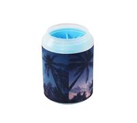 JiangGgen Dog Paw Cleaner Cup,Coconut Trees Starry Sky Pet Foot Cleaner with Detachable Brush Paw Washer for Small Medium Large Dogs and Cats