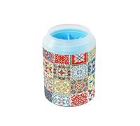 JiangGgen Dog Paw Cleaner Cup,Colorful Vintage Ceramic Tiles Pet Foot Cleaner with Detachable Brush Paw Washer for Small Medium Large Dogs and Cats