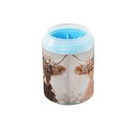 JiangGgen Dog Paw Cleaner Cup,Flower Highland Cow Pet Foot Cleaner with Detachable Brush Paw Washer for Small Medium Large Dogs and Cats