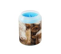 JiangGgen Dog Paw Cleaner Cup,Highland Cow Pet Foot Cleaner with Detachable Brush Paw Washer for Small Medium Large Dogs and Cats