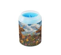 JiangGgen Dog Paw Cleaner Cup,Highland Cow Pet Foot Cleaner with Detachable Brush Paw Washer for Small Medium Large Dogs and Cats