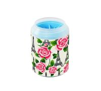 JiangGgen Dog Paw Cleaner Cup,Paris Eiffel Tower Pet Foot Cleaner with Detachable Brush Paw Washer for Small Medium Large Dogs and Cats