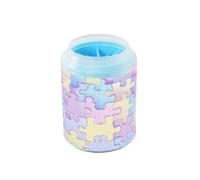 JiangGgen Dog Paw Cleaner Cup,Pastel Puzzle Pieces Pet Foot Cleaner with Detachable Brush Paw Washer for Small Medium Large Dogs and Cats