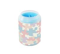 JiangGgen Dog Paw Cleaner Cup,Pastel Puzzle Pieces Pet Foot Cleaner with Detachable Brush Paw Washer for Small Medium Large Dogs and Cats