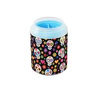 JiangGgen Dog Paw Cleaner Cup,Skull Flower Pet Foot Cleaner with Detachable Brush Paw Washer for Small Medium Large Dogs and Cats