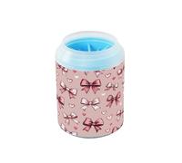 JiangGgen Dog Paw Cleaner Cup,Vintage Bows Pet Foot Cleaner with Detachable Brush Paw Washer for Small Medium Large Dogs and Cats