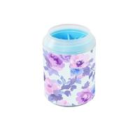 JiangGgen Dog Paw Cleaner Cup,Vintage Floral Pet Foot Cleaner with Detachable Brush Paw Washer for Small Medium Large Dogs and Cats
