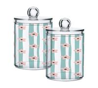 JiangGgen Flowers 2PC Airtight Transparent Plastic Storage Jars With Storage Lids,Food Storage Containers Plastic Can Store Food Herbs Tea Etc