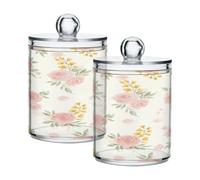 JiangGgen Flowers 2PC Airtight Transparent Plastic Storage Jars With Storage Lids,Food Storage Containers Plastic Can Store Food Herbs Tea Etc