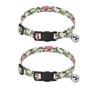 JiangGgen Flowers and The Eiffel Tower Dog Collar and Cat Collar with Bell,Adjustable Buckle Soft Pets Collar for Small Medium Dogs & Cats