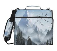 JiangGgen Forests and Snow Mountains 3 Ring Binder Organiser with Shoulder Strap 2 Inch 500 Sheets Capacity Multiple Pockets Zipper Binder