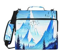JiangGgen Forests and Snow Mountains 3 Ring Binder Organiser with Shoulder Strap 2 Inch 500 Sheets Capacity Multiple Pockets Zipper Binder