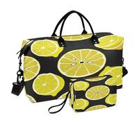 JiangGgen Fresh Lemon Slices Quilted Weekender Travel Bag with Toiletry Bag Gym Tote Handbag Carry On Duffel Bags-2Pack