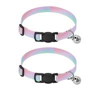 JiangGgen Gradient Color Dog Collar and Cat Collar with Bell,Adjustable Buckle Soft Pets Collar for Small Medium Dogs & Cats