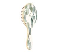 JiangGgen Green Leaf Natural Wooden Rubber Hair Brush,Gentle Massage with Ergonomic Detangling Hair Brush for Thick Curly Thin Long Short Hair Makes Hair Smooth