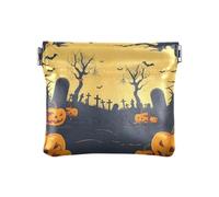 JiangGgen Halloween Pumpkin Dead Tree Small Pouches for Purse PU Leather Cosmetic Bag Men & Women Snap Closure Coin Pouch Organizer Pouch for Cash ID Card Credit Card Jewelry Lipstick
