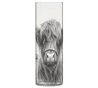 JiangGgen Highland Cow Cylinder Vases 11.8inch Tall Glass Hurricane Candle Holder Bookend Vase for Flowers For Country Farmhouse Wedding Home Formal Dinners Office Decor