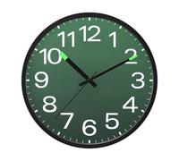 JiangGgen Hunter Green Glow in The Dark Wall Clock,12 Inch Round Silent Non Ticking Wall Clock Sound Control Light Up Battery Operated Clocks