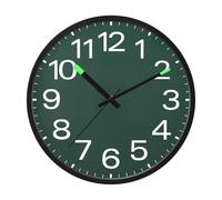 JiangGgen Hunter Green Glow in The Dark Wall Clock,12 Inch Round Silent Non Ticking Wall Clock Sound Control Light Up Battery Operated Clocks