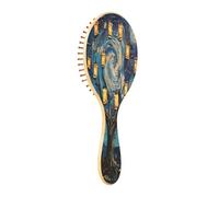 JiangGgen Lantern on The Tree Natural Wooden Rubber Hair Brush,Gentle Massage with Ergonomic Detangling Hair Brush for Thick Curly Thin Long Short Hair Makes Hair Smooth