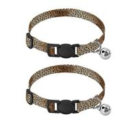 JiangGgen Leopard Print Dog Collar and Cat Collar with Bell,Adjustable Buckle Soft Pets Collar for Small Medium Dogs & Cats