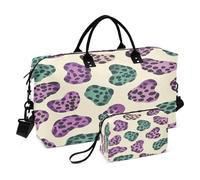 JiangGgen Leopard Print Quilted Weekender Travel Bag with Toiletry Bag Gym Tote Handbag Carry On Duffel Bags-2Pack