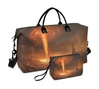 JiangGgen Massive Tornado Quilted Weekender Travel Bag with Toiletry Bag Gym Tote Handbag Carry On Duffel Bags-2Pack
