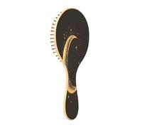JiangGgen Moon and Stars Natural Wooden Rubber Hair Brush,Gentle Massage with Ergonomic Detangling Hair Brush for Thick Curly Thin Long Short Hair Makes Hair Smooth