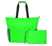 JiangGgen Neon Green Solid Color Beach Tote,Waterproof Beach Totes Bag Pool Bag