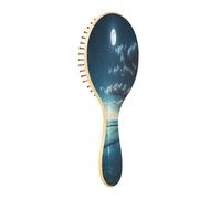 JiangGgen Night Moon Ocean Natural Wooden Rubber Hair Brush,Gentle Massage with Ergonomic Detangling Hair Brush for Thick Curly Thin Long Short Hair Makes Hair Smooth