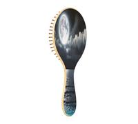 JiangGgen Ocean Moon Natural Wooden Rubber Hair Brush,Gentle Massage with Ergonomic Detangling Hair Brush for Thick Curly Thin Long Short Hair Makes Hair Smooth