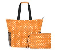 JiangGgen Orange Spots Beach Tote,Waterproof Beach Totes Bag Pool Bag