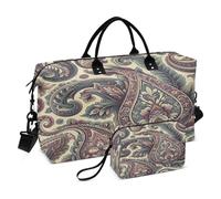 JiangGgen Paisley Quilted Weekender Travel Bag with Toiletry Bag Gym Tote Handbag Carry On Duffel Bags-2Pack