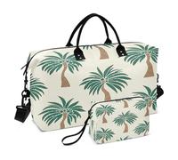 JiangGgen Palm Trees Quilted Weekender Travel Bag with Toiletry Bag Gym Tote Handbag Carry On Duffel Bags-2Pack