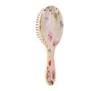 JiangGgen Paris Tower Valentines Day Natural Wooden Rubber Hair Brush,Gentle Massage with Ergonomic Detangling Hair Brush for Thick Curly Thin Long Short Hair Makes Hair Smooth
