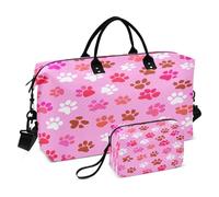 JiangGgen Paw Prints Quilted Weekender Travel Bag with Toiletry Bag Gym Tote Handbag Carry On Duffel Bags-2Pack